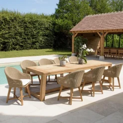 Macabane Lot n°8 Salon de jardin teck recyclé rotin synthétique 8/10 personnes KALLY Outlet