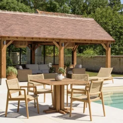 Macabane Lot n°21 Salon de jardin teck recyclé rotin synthétique 4 personnes VALERIA Clearance