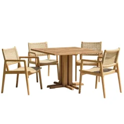 Macabane Lot n°21 Salon de jardin teck recyclé rotin synthétique 4 personnes VALERIA Clearance