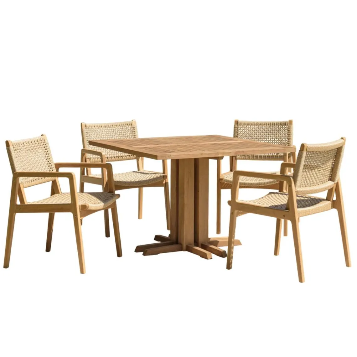 Macabane Lot n°21 Salon de jardin teck recyclé rotin synthétique 4 personnes VALERIA Clearance