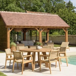 Macabane Lot n°30 Salon de jardin teck recyclé rotin synthétique 6 personnes VALERIA Sale