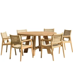 Macabane Lot n°30 Salon de jardin teck recyclé rotin synthétique 6 personnes VALERIA Sale