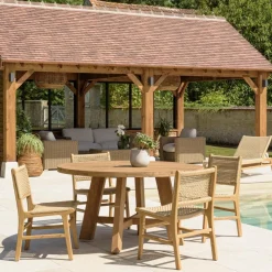 Macabane Lot n°23 Salon de jardin teck recyclé rotin synthétique 4 personnes VALERIA