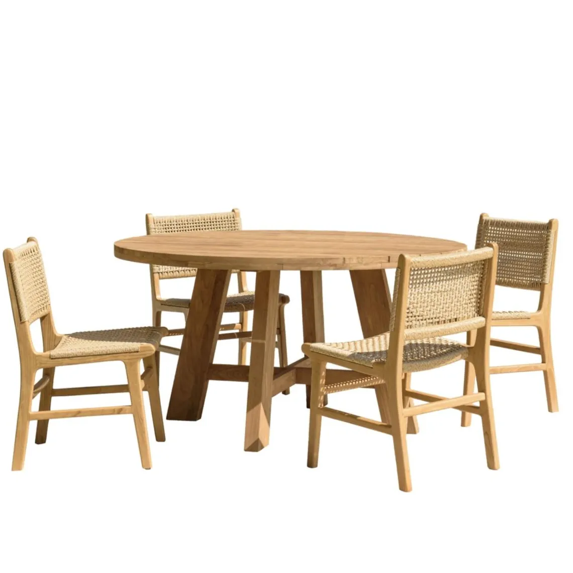 Macabane Lot n°23 Salon de jardin teck recyclé rotin synthétique 4 personnes VALERIA