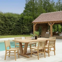 Macabane Lot n°14 Salon de jardin teck recyclé rotin synthétique 6 personnes VALERIA Discount