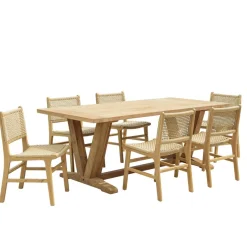 Macabane Lot n°14 Salon de jardin teck recyclé rotin synthétique 6 personnes VALERIA Discount