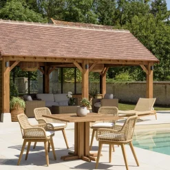 Macabane Lot n°22 Salon de jardin teck recyclé rotin synthétique 4 personnes VALERIA New