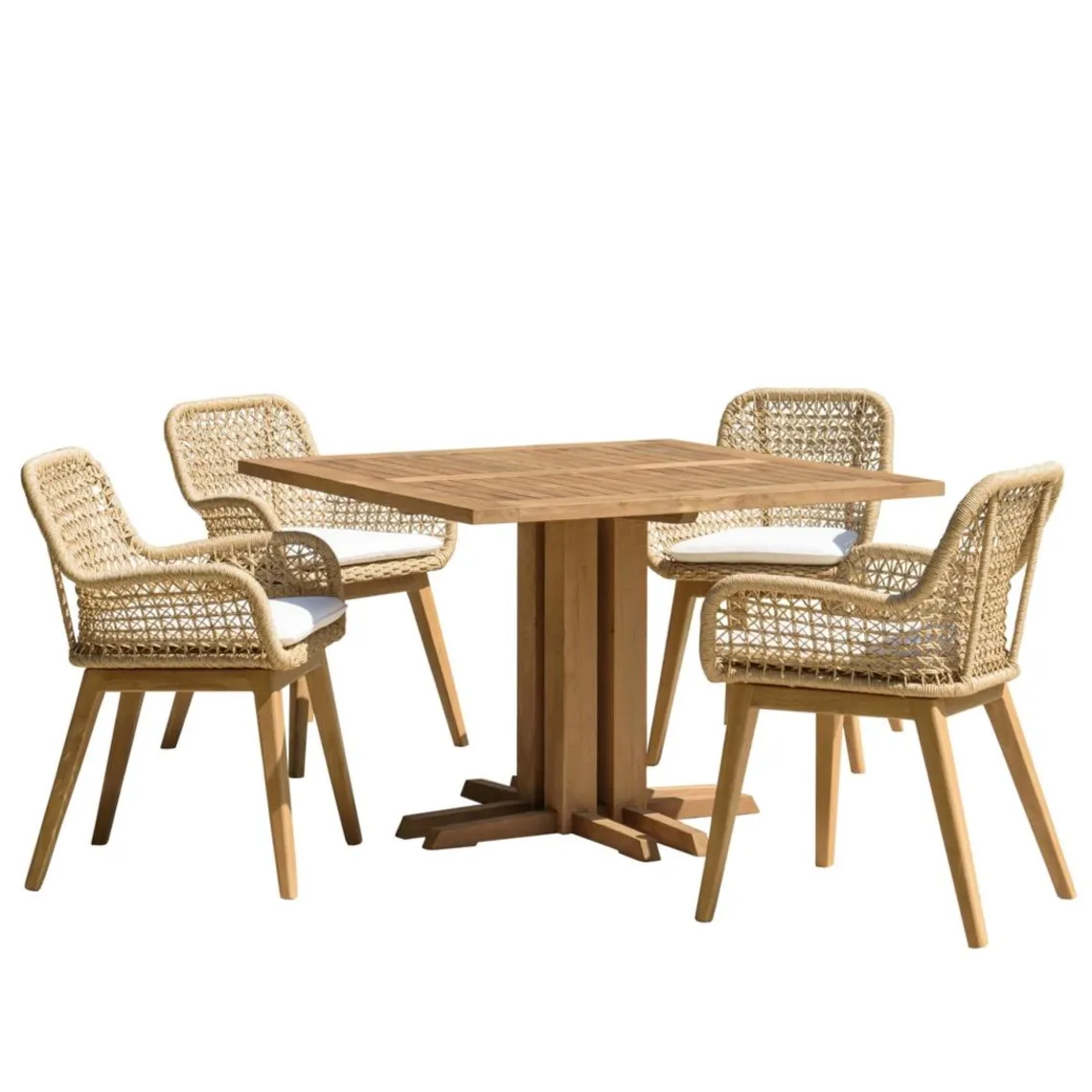 Macabane Lot n°22 Salon de jardin teck recyclé rotin synthétique 4 personnes VALERIA New