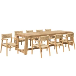 Macabane Lot n°3 Salon de jardin teck recyclé rotin synthétique 8 à 10 personnes VALERIA Clearance