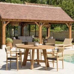 Macabane Lot n°27 Salon de jardin teck recyclé rotin synthétique 4 personnes VALERIA Discount