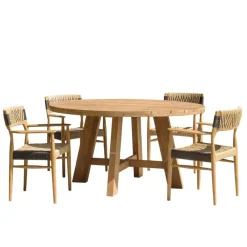 Macabane Lot n°27 Salon de jardin teck recyclé rotin synthétique 4 personnes VALERIA Discount