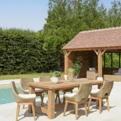 Macabane Lot n°15 Salon de jardin teck recyclé rotin synthétique 6/8 personnes KALLY Outlet