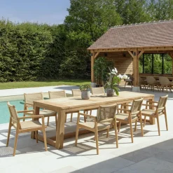 Macabane Lot n°5 Salon de jardin teck recyclé rotin synthétique 8 à 10 personnes VALERIA Online