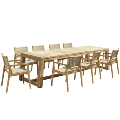 Macabane Lot n°5 Salon de jardin teck recyclé rotin synthétique 8 à 10 personnes VALERIA Online