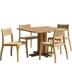 Macabane Lot n°19 Salon de jardin teck recyclé rotin synthétique 4 personnes VALERIA New