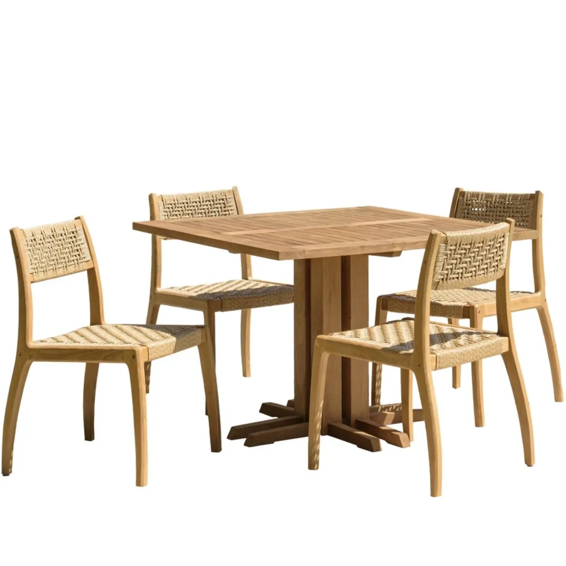 Macabane Lot n°19 Salon de jardin teck recyclé rotin synthétique 4 personnes VALERIA New