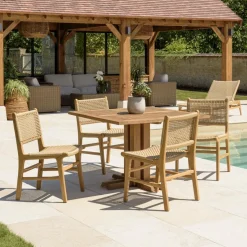 Macabane Lot n°18 Salon de jardin teck recyclé rotin synthétique 4 personnes VALERIA Best