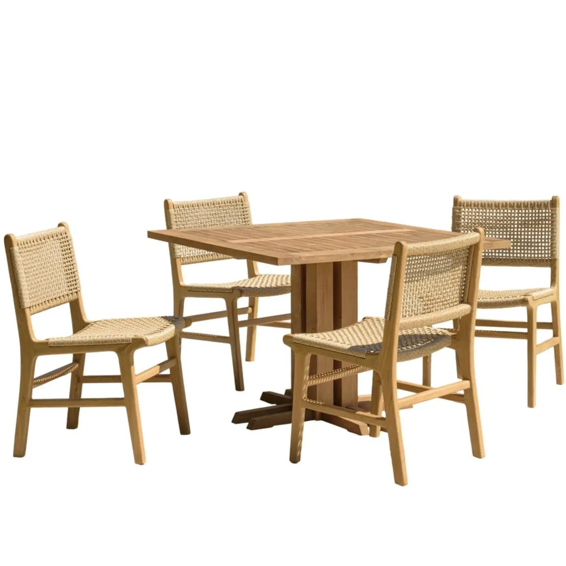 Macabane Lot n°18 Salon de jardin teck recyclé rotin synthétique 4 personnes VALERIA Best