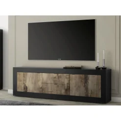 3S. x Home Lowboard 2 portes et 2 tiroirs en panneaux de particules Outlet