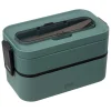 3S. x Home Lunch box double compartiments avec couverts - vert Best