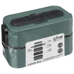 3S. x Home Lunch box double compartiments avec couverts - vert Best