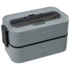 3S. x Home Lunch box double compartiments avec couverts - gris Hot