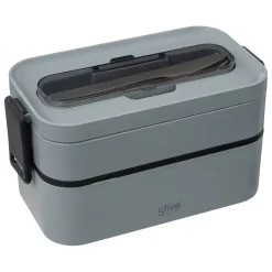 3S. x Home Lunch box double compartiments avec couverts - gris Hot