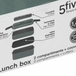 3S. x Home Lunch box double compartiments avec couverts - gris Hot