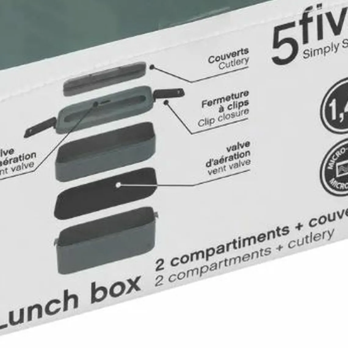 3S. x Home Lunch box double compartiments avec couverts - gris Hot