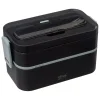 3S. x Home Lunch box double compartiments avec couverts - noir Hot