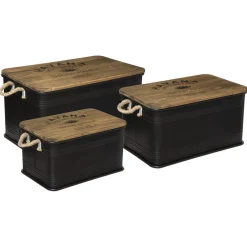 3S. x Home Malle en Métal Bois Noir Cuba Sale