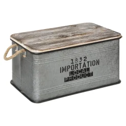 3S. x Home Malle Métal Bois Zinc x 3 New