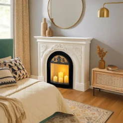 3S. x Home Manteau de cheminée style classique Arcane Blanc texturé Sale