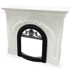 3S. x Home Manteau de cheminée style classique Arcane Blanc texturé Sale