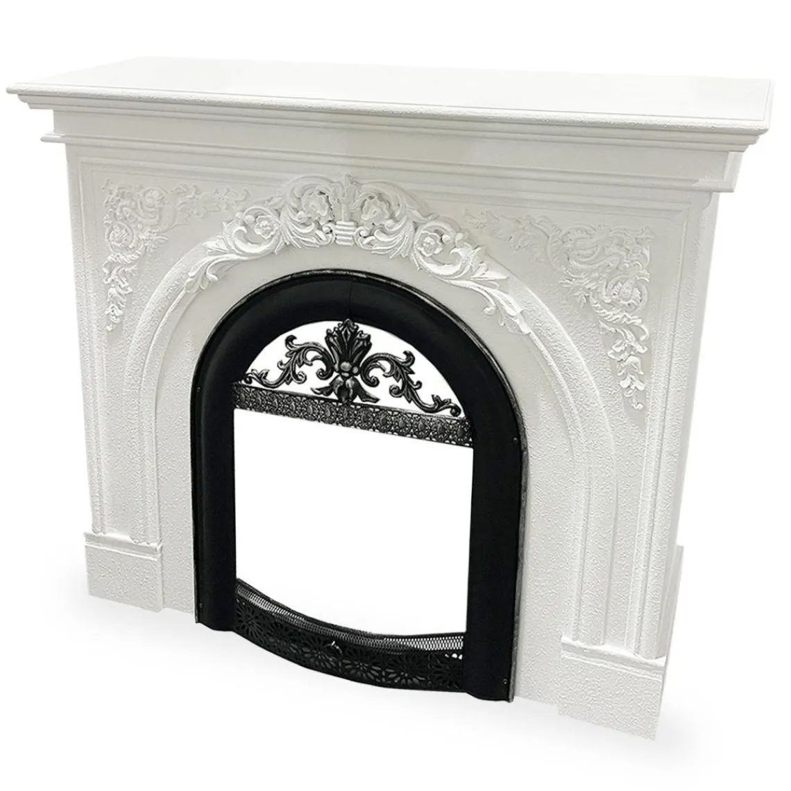 3S. x Home Manteau de cheminée style classique Arcane Blanc texturé Sale