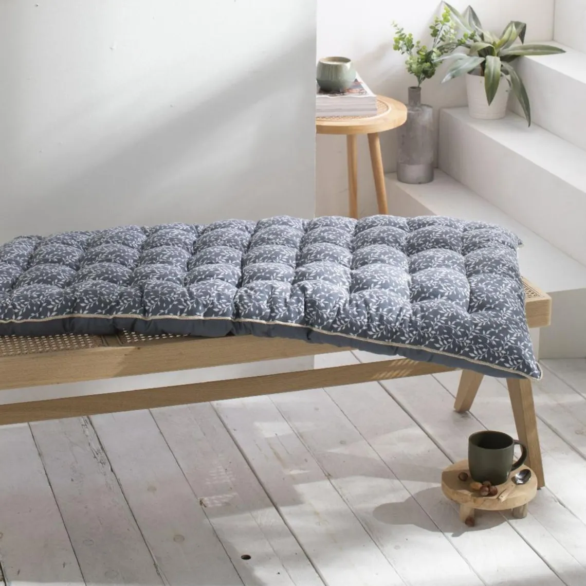 Today Matelas de sol 120 x 60 x 7 Denim FLOWER GARDEN, Denim Bleu Best