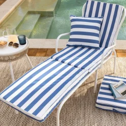 Becquet Matelas de sol en polyester PORNIC bain de soleil, rayé Bleu Sale