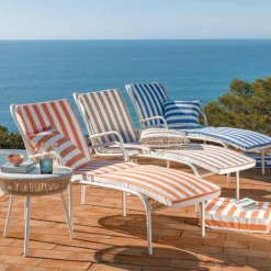 Becquet Matelas de sol en polyester PORNIC bain de soleil, rayé Bleu Sale