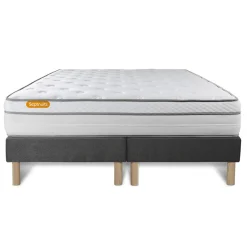 Septnuits Matelas double sommiers gris Ressorts ensaches memoire de forme 5 zones de confort MAXI epaisseur Online