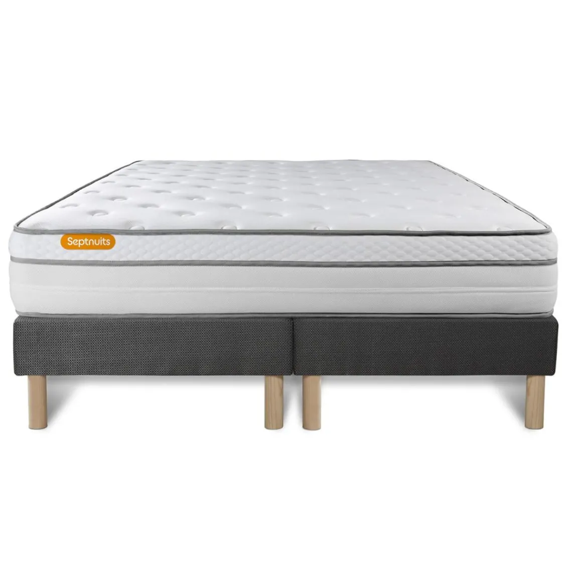 Septnuits Matelas double sommiers gris Ressorts ensaches memoire de forme 5 zones de confort MAXI epaisseur Online