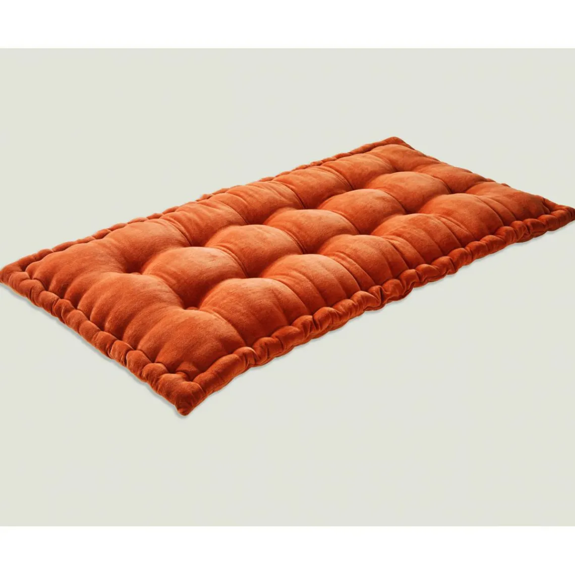 Becquet Matelas Futon en velours ras orange rouille Clearance