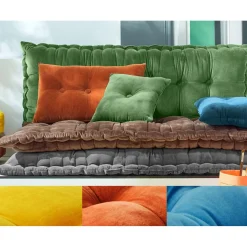 Becquet Matelas Futon en velours ras orange rouille Clearance