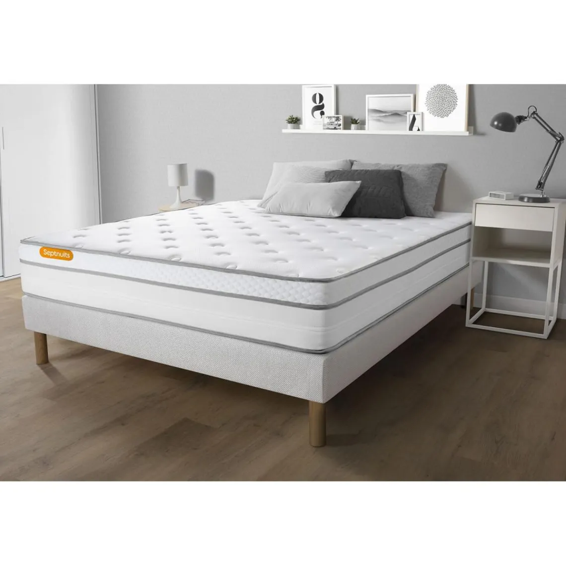 Septnuits Matelas Memo Luxe Ressorts ensaches memoire de forme 5 zones de confort MAXI epaisseur Discount