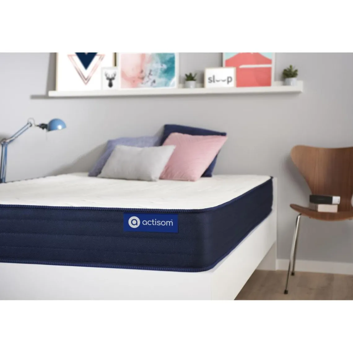 ACTISOM Matelas memoire de forme 5 zones de confort Bleu Best