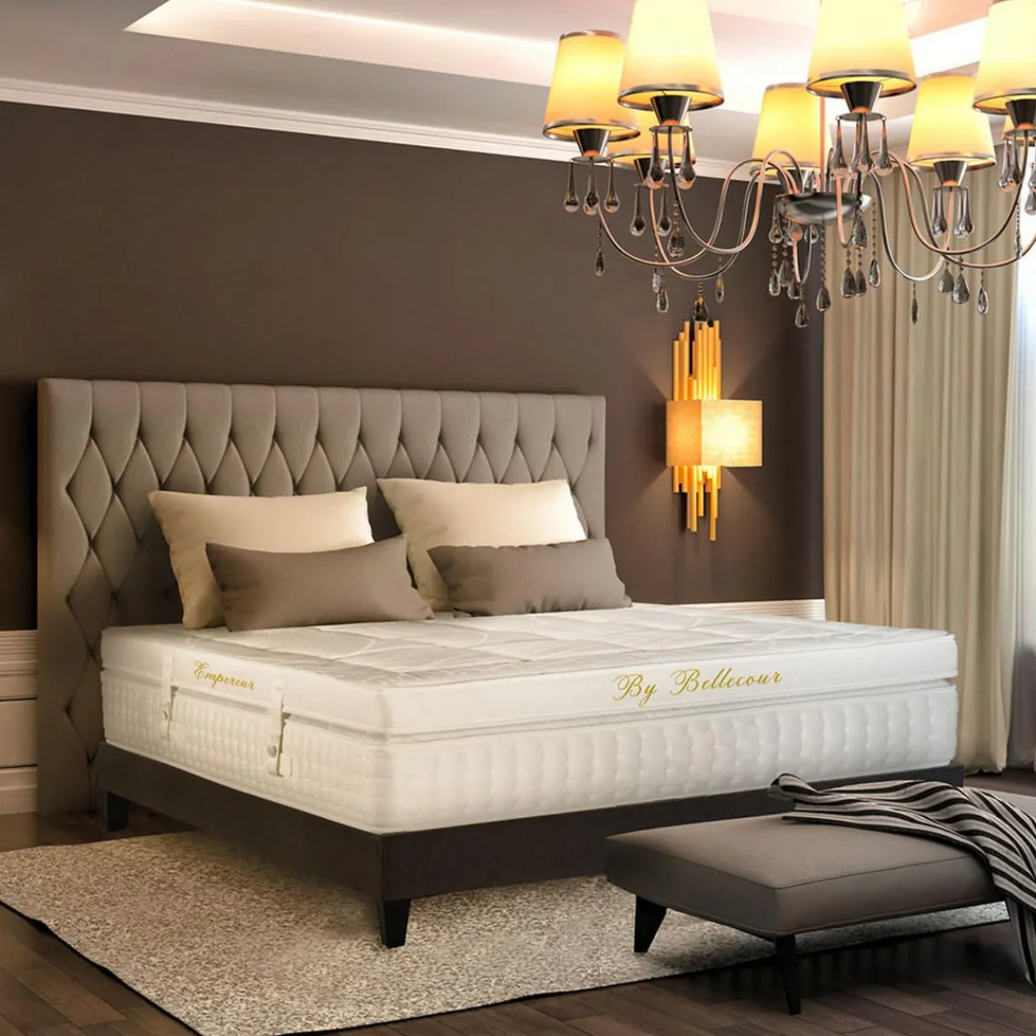 Bellecour Matelas Mémoire de Forme EMPEREUR ep 33 cm - Compressé Roulé Hot