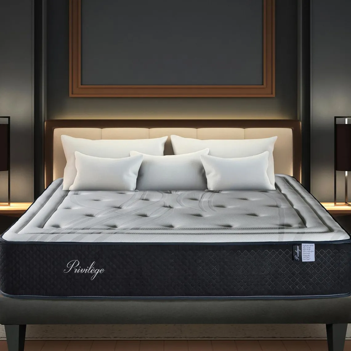 Bellecour Matelas Ressorts ensachés & Mémoire de forme PRIVILEGE Simple ep 30 cm - Compressé roulé Best