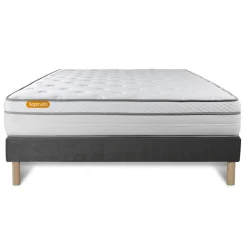 Septnuits Matelas sommier gris Luxe Ressorts ensaches memoire de forme 5 zones de confort MAXI epaisseur Hot