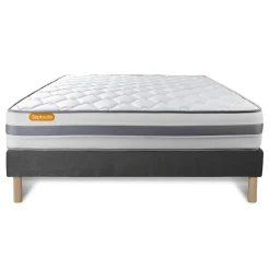 Septnuits Matelas sommier gris Memo Spring Ressorts ensaches 3 zones de confort MAXI epaisseur Sale