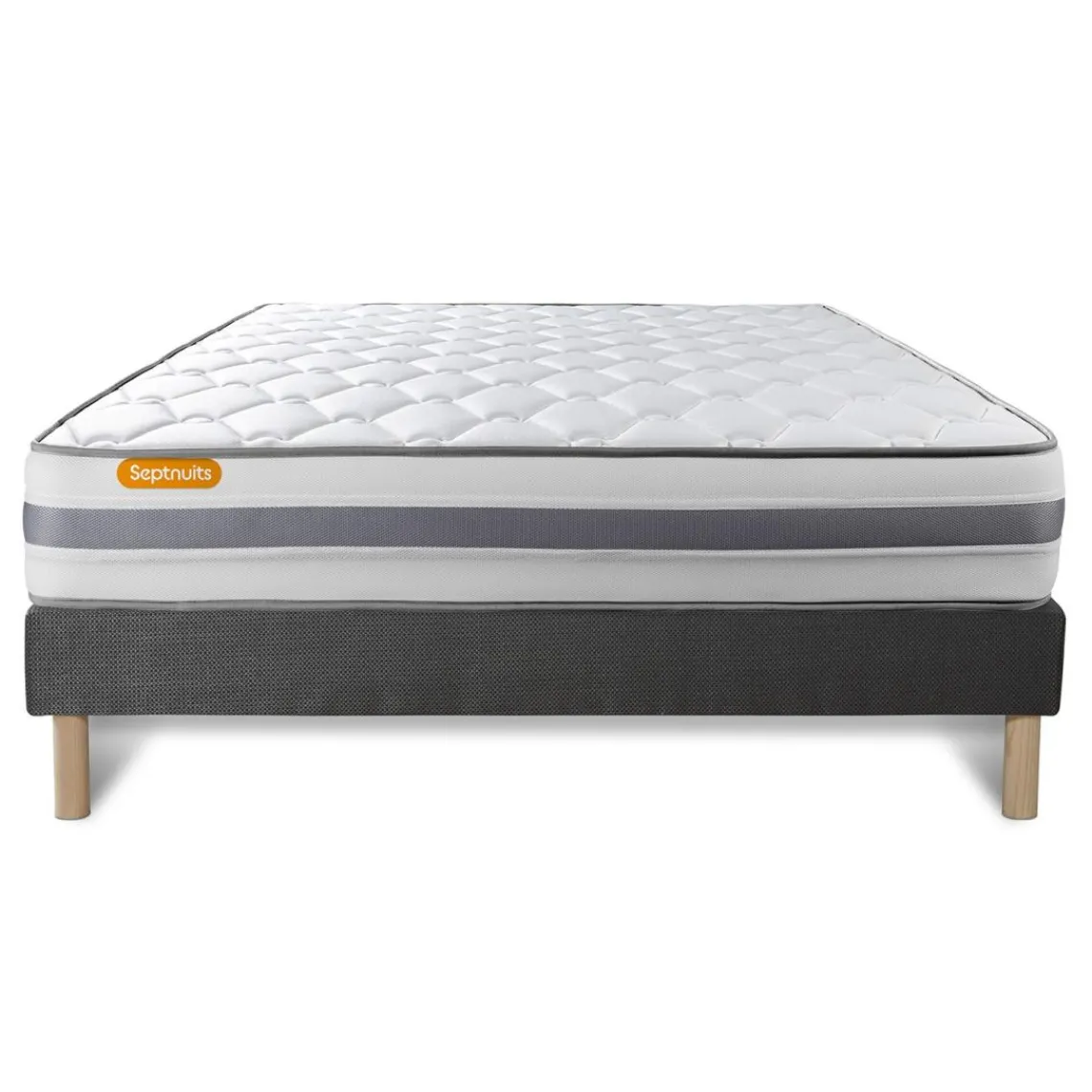 Septnuits Matelas sommier gris Memo Spring Ressorts ensaches 3 zones de confort MAXI epaisseur Sale
