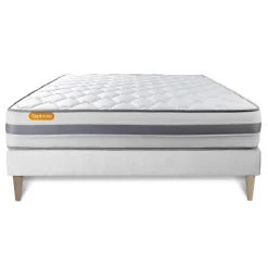 Septnuits Matelas sommier kit blanc Memo Spring Ressorts ensaches MAXI épaisseur Discount